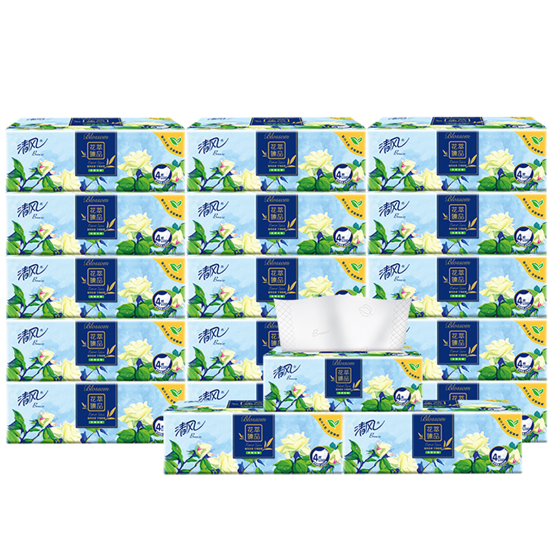 京东PLUS：Breeze 清风 花萃臻品系列 抽纸 4层*80抽*18包(190*132mm) 25.9元（77.7元/3件，双重优惠）