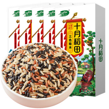 十月稻田 三色糙米480g*5盒装（红米 黑米糙米）五谷杂粮 粗粮