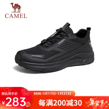 CAMEL 骆驼 透气休闲厚底户外运动鞋男 G14S566150 黑色 44