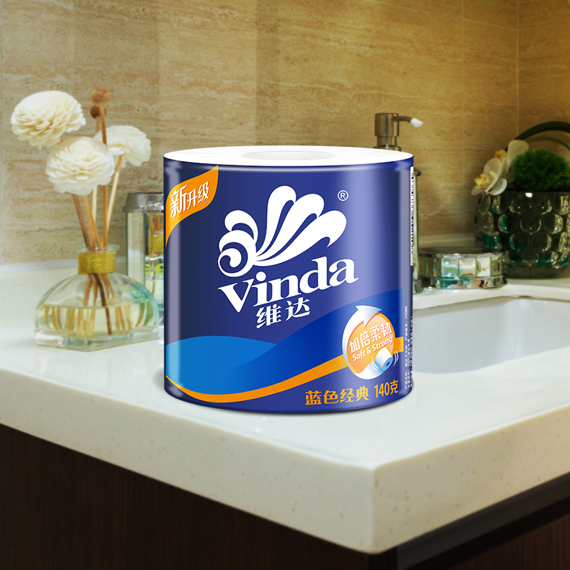 Vinda 维达 有芯卷纸 蓝色经典4层140克27卷 厚韧更耐用 纸巾 大分量纸巾整箱 34.05元（需买2件，需用券）