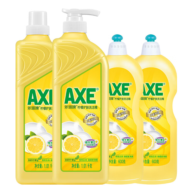 AXE 斧头 牌餐具洗洁精柠檬花茶西柚4瓶装洗涤灵清洗剂 柠檬清香家庭组合装 36.8元