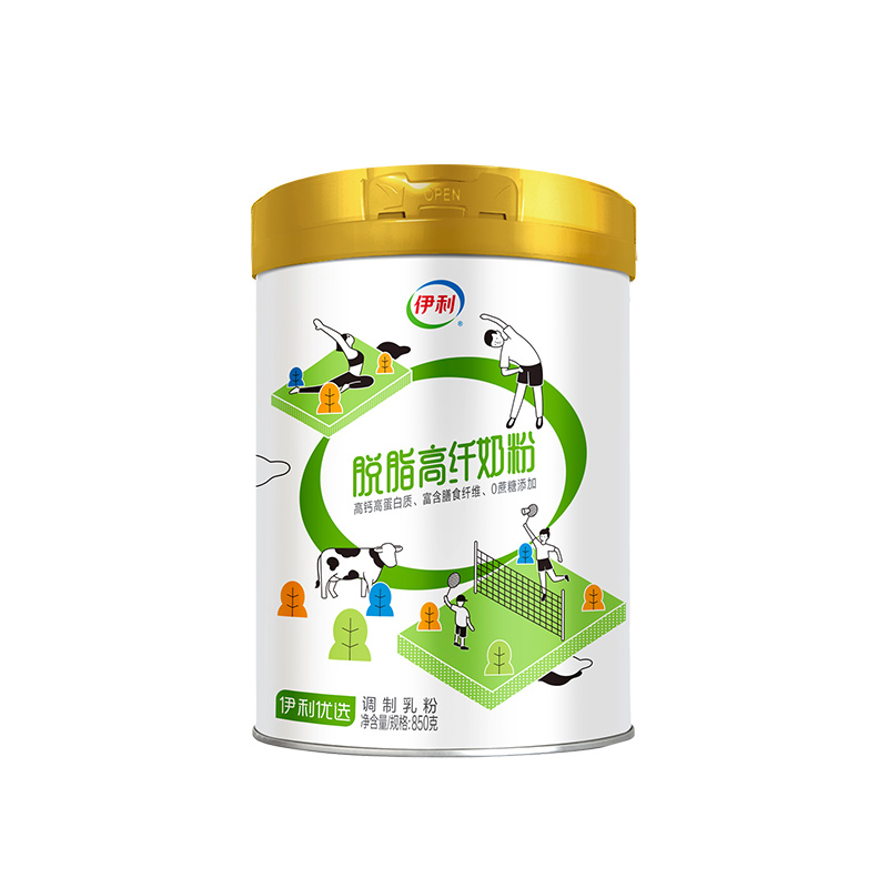 yili 伊利 脱脂高纤奶粉 850g 券后35.2元
