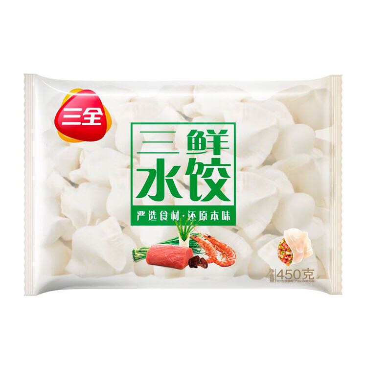 三全 经典升级灌汤三鲜水饺450g 4.9元（需买5件，需用券）