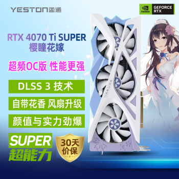 yeston 盈通 GeForce RTX 4070 Ti SUPER 16G D6X 樱瞳花嫁 OC 全新架构 DLSS 3技术