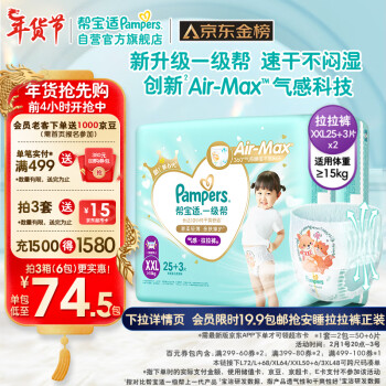 Pampers 帮宝适 一级帮系列 拉拉裤 XXL25片*2包