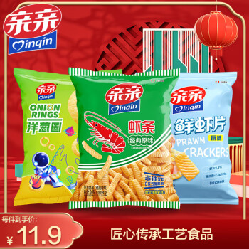 Qinqin 亲亲 膨化休闲食品虾条240g（虾条+虾片+洋葱圈）