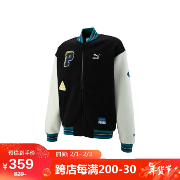 PUMA 彪马 男女拉链卫衣外套677373-01黑色-纯白色-01 XL亚洲码XL