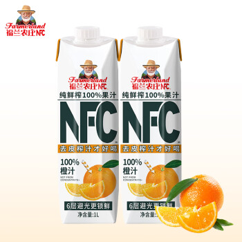 福兰农庄 100%nfc果汁NFC橙汁 无添加纯鲜榨果汁饮料 NFC100%橙汁2L ￥16.3