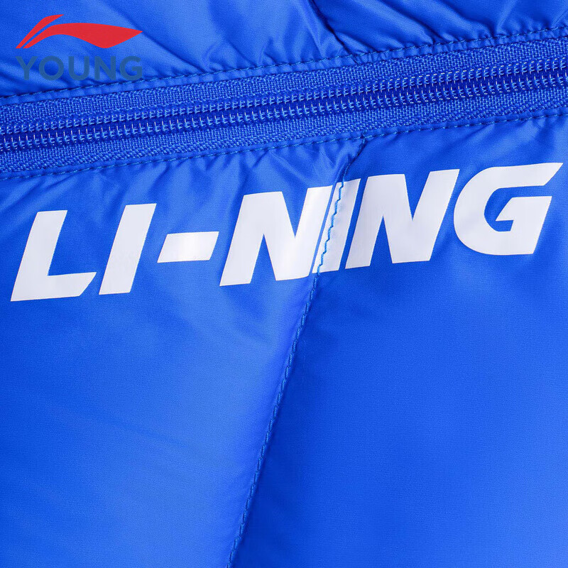 LI-NING 李宁 儿童羽绒服防泼水防风85%鸭绒运动短款外套YYMT161 黑/白/蓝色160 228元