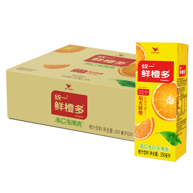 统一 鲜橙多 250ml*24盒/箱 整箱装 橙汁饮料 （新老包装随机发货） 23.76元（需买2件，需用券）