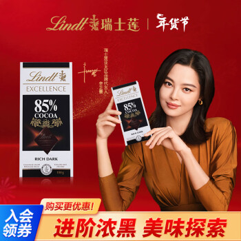 Lindt 瑞士蓮 EXCELLENCE特醇 85%可可黑巧克力 100g 排塊裝