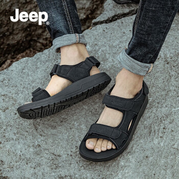 Jeep 吉普 夏季透气凉鞋中年男室外穿休闲沙滩鞋百搭套脚耐磨拖鞋