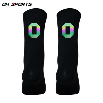DH SPORTS炫彩反光骑行袜自行车运动健身透气速干针织中筒四季通用袜子 0号