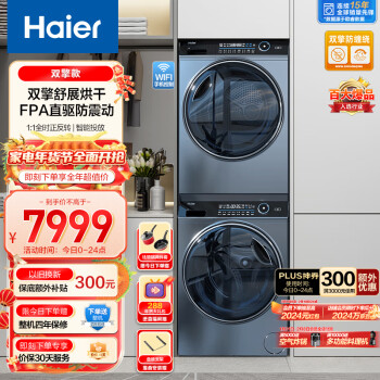Haier 海尔 洗烘套装 （XQG100-BD14176LU1+HBNS100-FQ176U1）