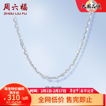 周六福 ZLF）PT950铂金项链女款时尚日字链锁骨链 45cm - 3.5g