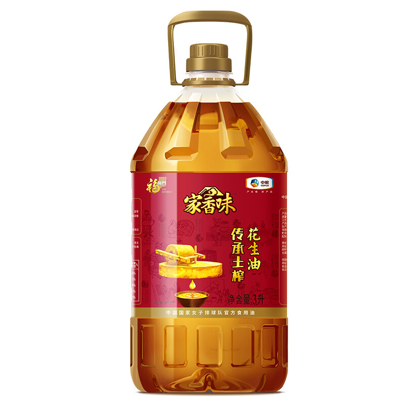 福临门 家香味 传承土榨 压榨一级花生油 3L 53.92元