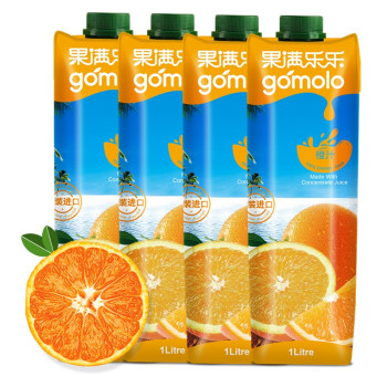 gomolo 果满乐乐 塞浦路斯进口 橙汁 100%纯果汁饮料 1升*4瓶