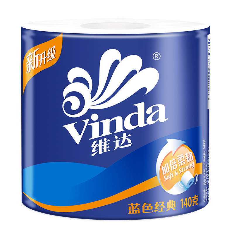 Vinda 维达 蓝色经典卷纸卫生纸家用厕纸卷筒纸4层 140克（10卷） 12.9元