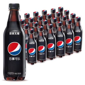 pepsi 百事 可乐 无糖Pepsi碳酸饮料汽水500ml*24瓶 (新老包装随机发货) 百事出品