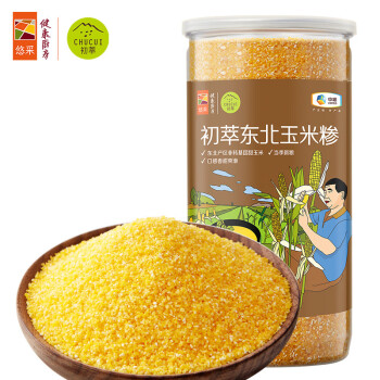 CHUCUI 初萃 中粮东北玉米糁1kg （苞米碴 小细玉米颗粒 粗粮  大米伴侣）罐装