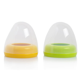 移动端：贡稚 适合贝亲奶瓶配件 黄绿螺旋盖+防尘帽2套装