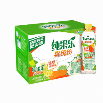 Tropicana 纯果乐 百事可乐果缤纷 金橙凤梨味 果汁饮料 450ml*15瓶 整箱装 百事出品