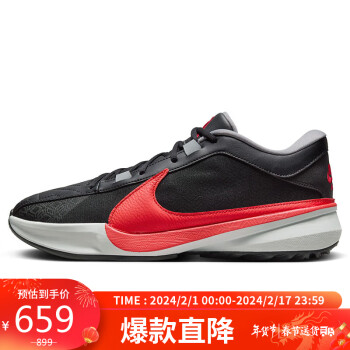 NIKE 耐克 篮球鞋男子缓震ZOOM FREAK 5运动鞋春夏DX4996-004黑/灰41