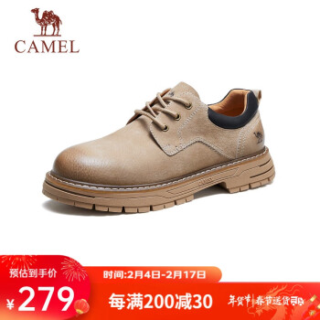 CAMEL 骆驼 低帮工装鞋英伦皮革休闲男士马丁鞋 G13A076127 沙色/黑 44