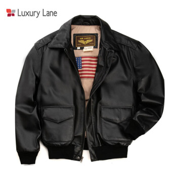 LANDING LEATHERS Luxury Lane真皮衣夹克男士二战经典A2飞行员皮夹克加棉保暖外套加肥加大 猪皮 黑色 L