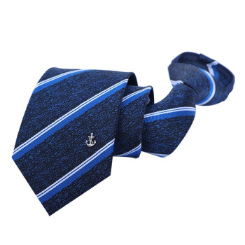 JASONVOGUE 杰尚维格 领带男士懒人7cm拉链领带商务西装正装一拉得免打蓝色条纹领带礼盒装 藏青条纹 7cm
