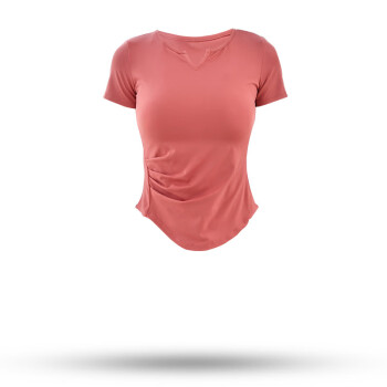 凯纤女夏季时尚修身运动专业高端健身服锈红色短袖S
