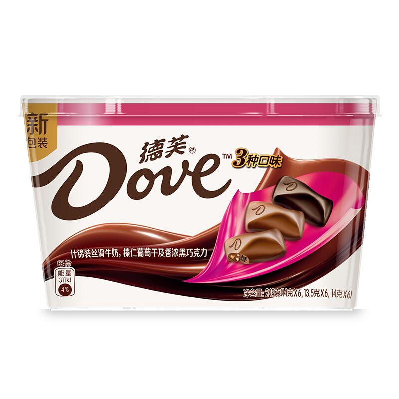 Dove 德芙 什锦混合碗装三种口味249g休闲小零食糖果巧克力礼物 券后23.41元