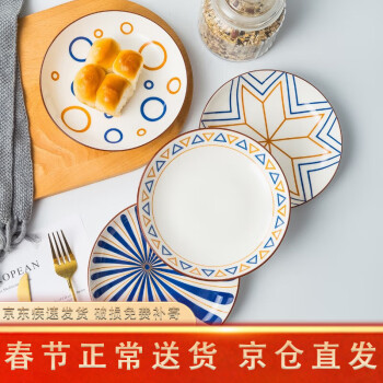 赣艺 景德镇陶瓷餐具 家用盘子 北欧4个装 幻境8英饭盘