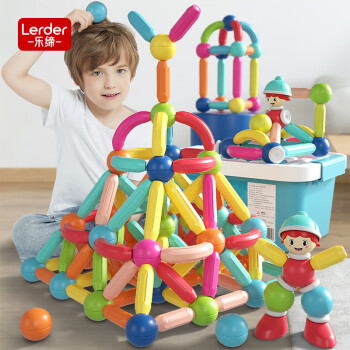LERDER 乐缔 纯磁力棒78件儿童玩具大颗粒磁力片立体拼插积木3-6岁生日礼物