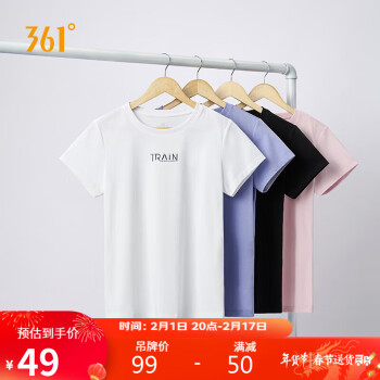 361° 361度短袖T恤女夏季透气修身显瘦运动健身服瑜伽服休闲时尚上衣 662214108-1本白 M