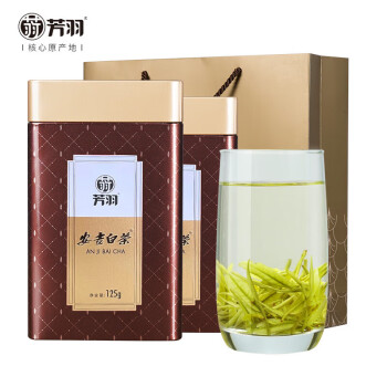 芳羽 茶叶2023新茶绿茶安吉白茶明前特级春茶罐装送礼品袋250g