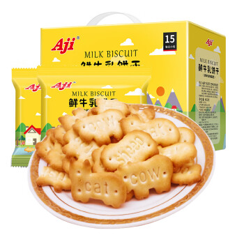 Aji 鲜牛乳饼干四种动物造型600g/盒 营养早餐下午茶小吃年货礼盒