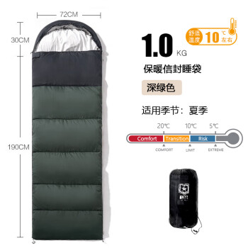格术 睡袋成人户外露营便携四季单人羽绒棉睡袋室内午休家用深绿1KG