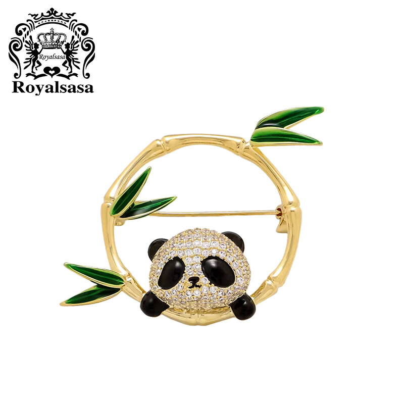 Royal sasa 皇家莎莎中国风可爱熊猫胸针女设计感竹子别针胸花配饰品 67.53元（需买3件，需用券）