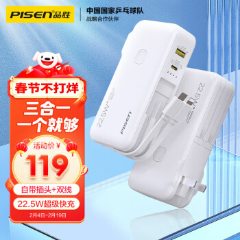 PISEN 品胜 TS-D312 移动电源 白色 10000mAh Type-C 22.5W