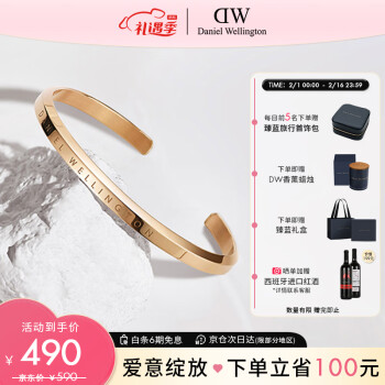 Daniel Wellington Classic系列 DW00400003 简约手镯 5.4cm 玫瑰金色