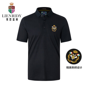 lienridy 莱恩雷迪 棉短袖t恤男士潮流2023年新上衣服夏季男装POLO领衫 黑色 165/84A