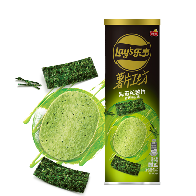 需首购、plus会员:乐事（Lay's）薯片工坊 海苔粒薯片 香烤海苔味104克*5件 29.7元包邮（合5.94元/件）