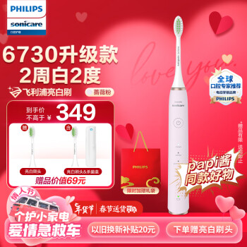 情人节好礼：PHILIPS 飞利浦 HX2461/04 电动牙刷 蔷薇粉