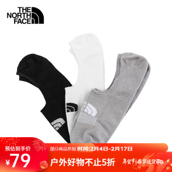 北面 袜子男女通用款户外舒适透气袜7WI1 I69/黑白灰色