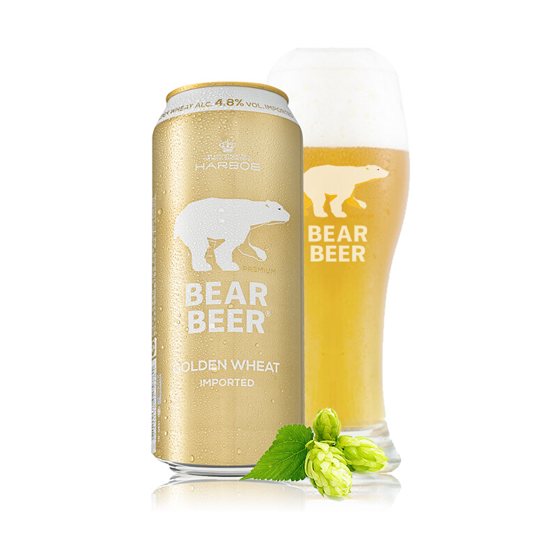 BearBeer 豪铂熊 金小麦白啤酒500ml*24听整箱装 德国进口（日期格式：日-月-年） 券后81.5元