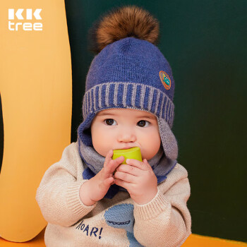 kocotree kk树 婴儿帽子秋冬季男女童冬天保暖毛线帽婴幼儿护耳针织帽可爱