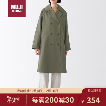 MUJI 無印良品 无印良品（MUJI）不易沾水 双排扣大衣 浅灰棕色