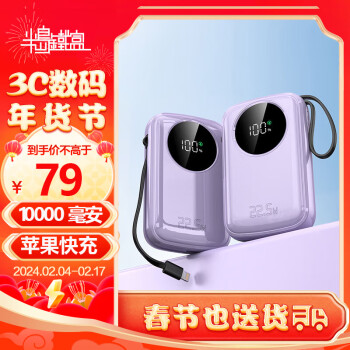 PADO 半岛铁盒 充电宝10000毫安时自带快充双线Z10000PD支持20W/22.5W超级 1000mAh