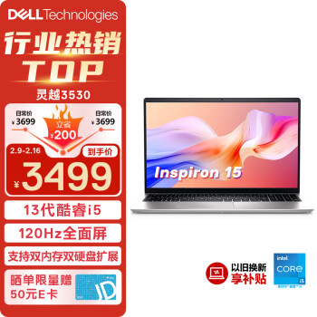 DELL 戴尔 灵越 3530 十三代酷睿版 15.6英寸 轻薄本 银色